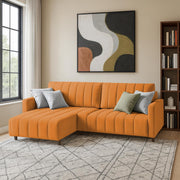 Netlie 4 Seater LHS L Shape Sofa Set for Living Room (Orange Fabric) Premium Fabric Sofa Set for Living Room