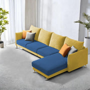 Casaliving Stanly LHS 6 Seater L Shape Sofa Set for Living Room (Black Fabric)