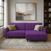 Netlie 4 Seater RHS L Shape Sofa Set for Living Room (Purple Fabric) Premium Fabric Sofa Set for Living Room