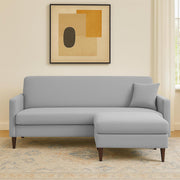 Valkyrie 4 Seater L Shape Convertible Sofa Set for Living Room, 3 Seater & Ottoman Modular Sectional Couch for Small Space (Grey Colour) Fabric