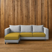Mikasa 4 Seater LHS L Shape Sofa Set for Living Room (Yellow Grey Fabric) Premium Fabric Sofa Set for Living Room
