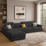 Orion LHS 6 Seater L Shape Sofa Set for Living Room (Black Colour) Premium Fabric Sofa