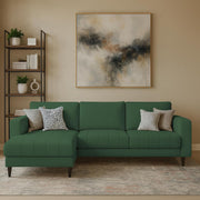 Oslo 4 Seater LHS L Shape Sofa Set for Living Room (Green Fabric) Premium Fabric Sofa Set for Living Room