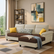 Casaliving Seams LHS 4 Seater L Shape Sofa for Living Room (Black Fabric) Premium Fabric Sofa