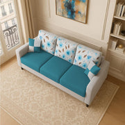 Rolando 3 Seater Sofa Set for Living Room (Turquise Grey Colour) Premium Fabric Sofa Set