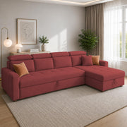 Casaliving Gagnon LHS 4 Seater L Shape Corner Sofa Cum Bed for Living Room with Storage (Black Fabric) Premium Fabric Sofa Cum Bed