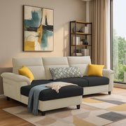 Casaliving Seams LHS 4 Seater L Shape Sofa for Living Room (Black Fabric) Premium Fabric Sofa