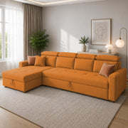 Casaliving Gagnon LHS 4 Seater L Shape Corner Sofa Cum Bed for Living Room with Storage (Black Fabric) Premium Fabric Sofa Cum Bed
