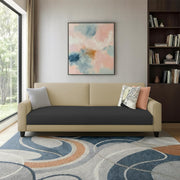 Casaliving Amara 3 Seater Sofa Set for Living Room (Black Cream Colour Fabric) Premium Fabric Sofa