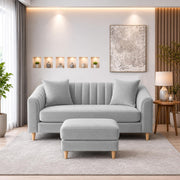 Casaliving Doraldo 2 Seater with Ottoman Sofa Set for Living Room (Black Colour) Premium Fabric Sofa Set