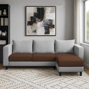 Mikasa 4 Seater RHS L Shape Sofa Set for Living Room (Brown Grey Fabric) Premium Fabric Sofa Set for Living Room