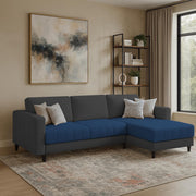 Oslo 4 Seater RHS L Shape Sofa Set for Living Room (Blue Black Fabric) Premium Fabric Sofa Set for Living Room