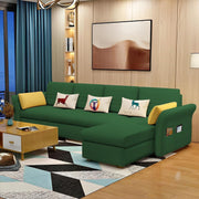 Ventos RHS 6 Seater L Shape Sofa Set for Living Room (Green) Premium Velvet Fabric