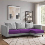 Mikasa 4 Seater RHS L Shape Sofa Set for Living Room (Purple Grey Fabric) Premium Fabric Sofa Set for Living Room