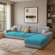 Orion RHS 6 Seater L Shape Sofa Set for Living Room (Turquise Grey Colour) Premium Fabric Sofa