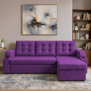 Grance LHS 4 Seater Corner Sofa Cum Bed for Living Room (Black Fabric) Premium Fabric Sofa