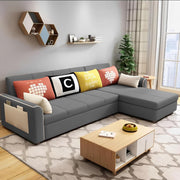 Denis 5 Seater RHS L Shape Sofa Set for Living Room (Dark Grey Fabric) Premium Fabric Sofa