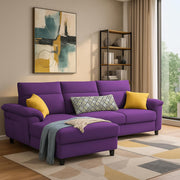 Casaliving Seams LHS 4 Seater L Shape Sofa for Living Room (Black Fabric) Premium Fabric Sofa