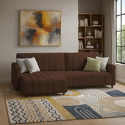 Netlie 4 Seater LHS L Shape Sofa Set for Living Room (Brown Fabric) Premium Fabric Sofa Set for Living Room