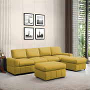 Rone 6 Seater L-Shaped & U-Shaped Sofas Set for Living Room – (Yellow Colour Fabric) Premium Comfort Sofa