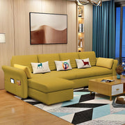 Ventos LHS 6 Seater L Shape Sofa Set for Living Room (Yellow) Premium Velvet Fabric
