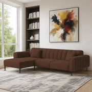 Damian LHS 4 Seater L Shape Sofa Set for Living Room (Brown Colour Fabric) Premium Fabric Sofa Set for Living Room