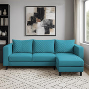 Mikasa 4 Seater RHS L Shape Sofa Set for Living Room (Turquise Fabric) Premium Fabric Sofa Set for Living Room