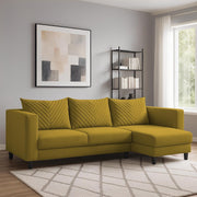 Mikasa 4 Seater RHS L Shape Sofa Set for Living Room (Yellow Fabric) Premium Fabric Sofa Set for Living Room