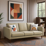 Mikasa 3 Seater Sofa Set for Living Room (Cream Colour Fabric) Premium Fabric Sofa