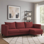 Mikasa 4 Seater RHS L Shape Sofa Set for Living Room (Maroon Fabric) Premium Fabric Sofa Set for Living Room