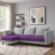 Mikasa 4 Seater LHS L Shape Sofa Set for Living Room (Purple Grey Fabric) Premium Fabric Sofa Set for Living Room