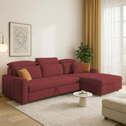 Gagnon LHS 6 Seater L Shape Corner Sofa Cum Bed for Living Room (Yellow Fabric) Premium Fabric Sofa