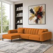 Damian LHS 4 Seater L Shape Sofa Set for Living Room (Orange Colour Fabric) Premium Fabric Sofa Set for Living Room