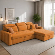 Casaliving Gagnon LHS 4 Seater L Shape Corner Sofa Cum Bed for Living Room with Storage (Black Fabric) Premium Fabric Sofa Cum Bed