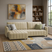Netlie 4 Seater LHS L Shape Sofa Set for Living Room (Cream Fabric) Premium Fabric Sofa Set for Living Room