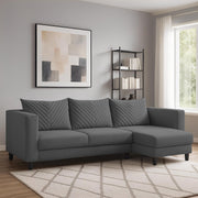 Mikasa 4 Seater RHS L Shape Sofa Set for Living Room (Dark Grey Fabric) Premium Fabric Sofa Set for Living Room