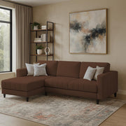 Oslo 4 Seater LHS L Shape Sofa Set for Living Room (Brown Fabric) Premium Fabric Sofa Set for Living Room