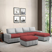 Rone 6 Seater L-Shaped & U-Shaped Sofas Set for Living Room – (Maroon Grey Colour Fabric) Premium Comfort Sofa