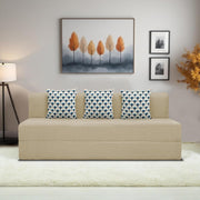 Marcus 3 Seater Sofa Cum Bed with 3 Cushions for Living Room (Black Fabric) Premium Fabric Sofa Set 6.5 X 6.5 Feet