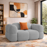 Vetras Modern Velvet Bubble Cloud Sofa, Tufted Design Upholstered 1 Seater Sofa Set for Living Room, (Black Colour) Premium Velvet Fabric Sofa