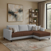 Oslo 4 Seater RHS L Shape Sofa Set for Living Room (Brown Grey Fabric) Premium Fabric Sofa Set for Living Room