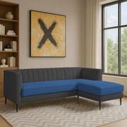 Casaliving Travis 4 Seater L Shape Convertible Sofa Set for Living Room, 3 Seater & Ottoman Modular Sectional Couch for Small Space (Blue Colour) Fabric