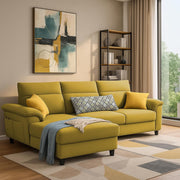 Casaliving Seams LHS 4 Seater L Shape Sofa for Living Room (Black Fabric) Premium Fabric Sofa