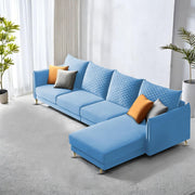 Casaliving Stanly LHS 6 Seater L Shape Sofa Set for Living Room (Black Fabric)