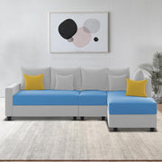 Inclair RHS 6 Seater L Shape Sofa Set for Living Room (Turquise Grey Fabric) Premium Fabric Sofa