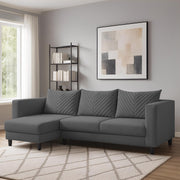 Mikasa 4 Seater LHS L Shape Sofa Set for Living Room (Dark Grey Fabric) Premium Fabric Sofa Set for Living Room
