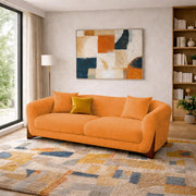 Elora Modern Premium Boucle Fabric Sofa, Upholstered 3 Seater Sofa Set for Living Room, (Black Colour) Premium Boucle Fabric Sofa