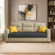 Evona 3 Seater Sofa Set for Living Room (Cream Black Colour Fabric) Premium Fabric Sofa