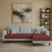 Oslo 4 Seater RHS L Shape Sofa Set for Living Room (Maroon Grey Fabric) Premium Fabric Sofa Set for Living Room