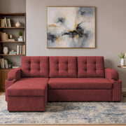Grance LHS 4 Seater Corner Sofa Cum Bed for Living Room (Black Fabric) Premium Fabric Sofa